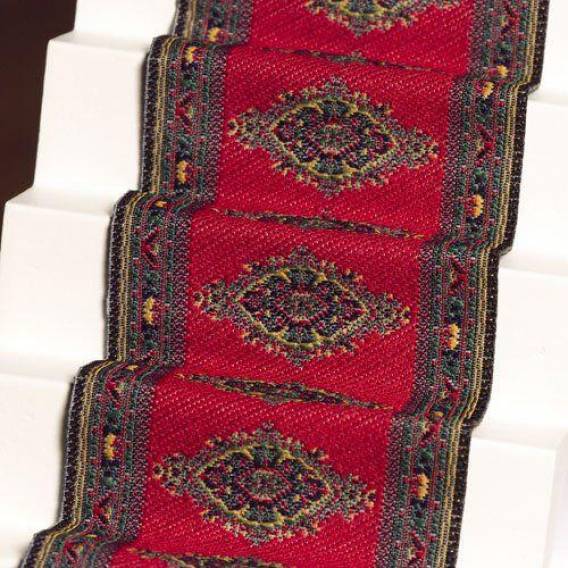 Stair Carpet Red, Doll House Miniatures Staircase Carpet Red 1.12th Scale