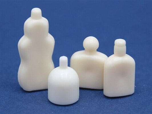 Set Of 4 Bath Bottles.  Dolls House Miniature, Bathroom Accessory 1/12 scale.