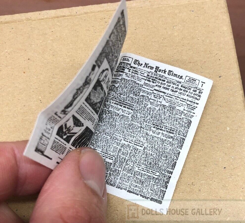 2 Newspapers, Miniature Dolls House, 1.12 Scale Accessory