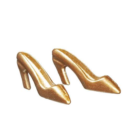 Ladies Shoes in Gold, Dolls House Miniature, Dolls Accessory 1.12 Scale