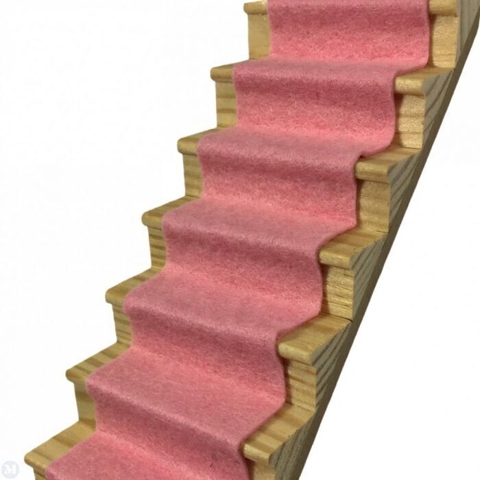 Pastel Pink Stair Carpet, Dolls House Miniature 1.12 Scale, Adhesive Back
