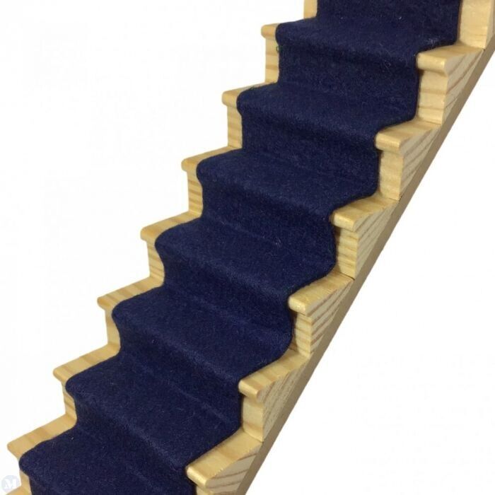 Midnight Blue Stair Carpet, Dolls House Miniature 1.12 Scale, Adhesive Back