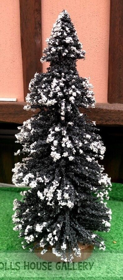 Large Snowy Christmas Pine Tree 8", Dolls House Miniature Xmas Tree, 1.12 Scale