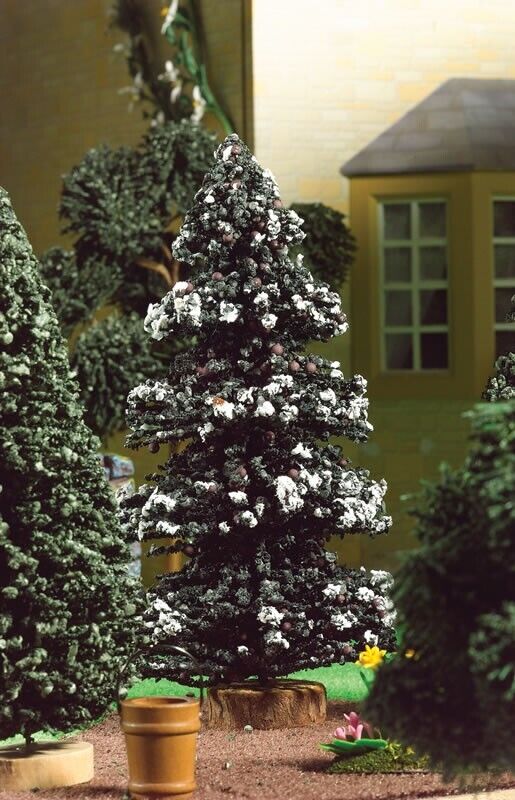 Large Snowy Christmas Pine Tree 8", Dolls House Miniature Xmas Tree, 1.12 Scale