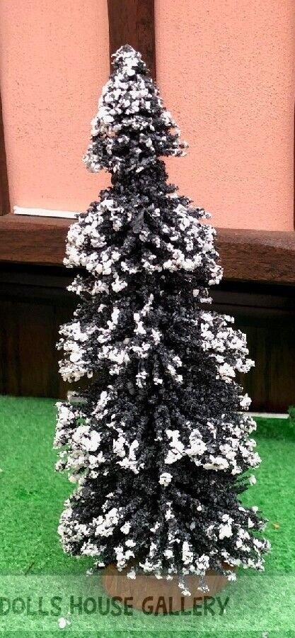 Large Snowy Christmas Pine Tree 8", Dolls House Miniature Xmas Tree, 1.12 Scale