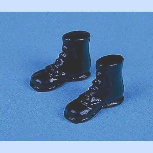 Pair of Black Boots, Dolls House Miniatures, Shoes, 1.12 Scale