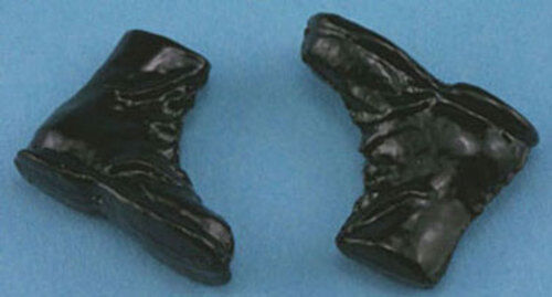 Pair of Black Boots, Dolls House Miniatures, Shoes, 1.12 Scale