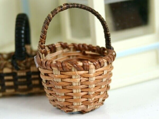 2 Round Cross Weave Basket, Dolls House Miniature