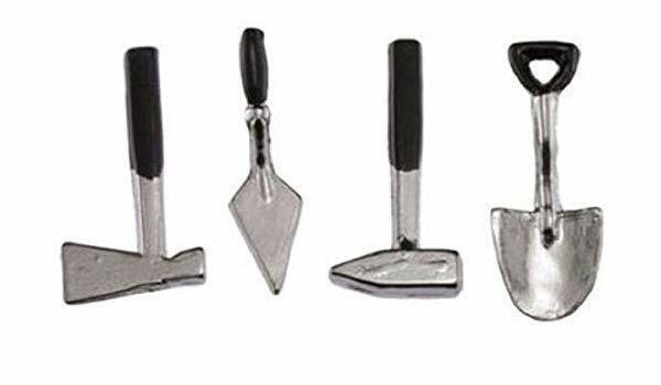 Four Piece Tool Set, Dolls House Miniature Accessory. 1;12th Scale