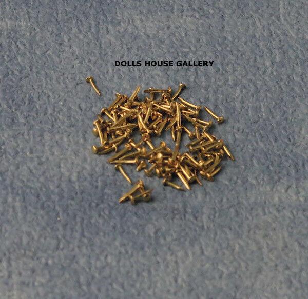 Brass Nails 4mm 100 Pack, Dolls House Miniatures, 1.12 Scale DIY