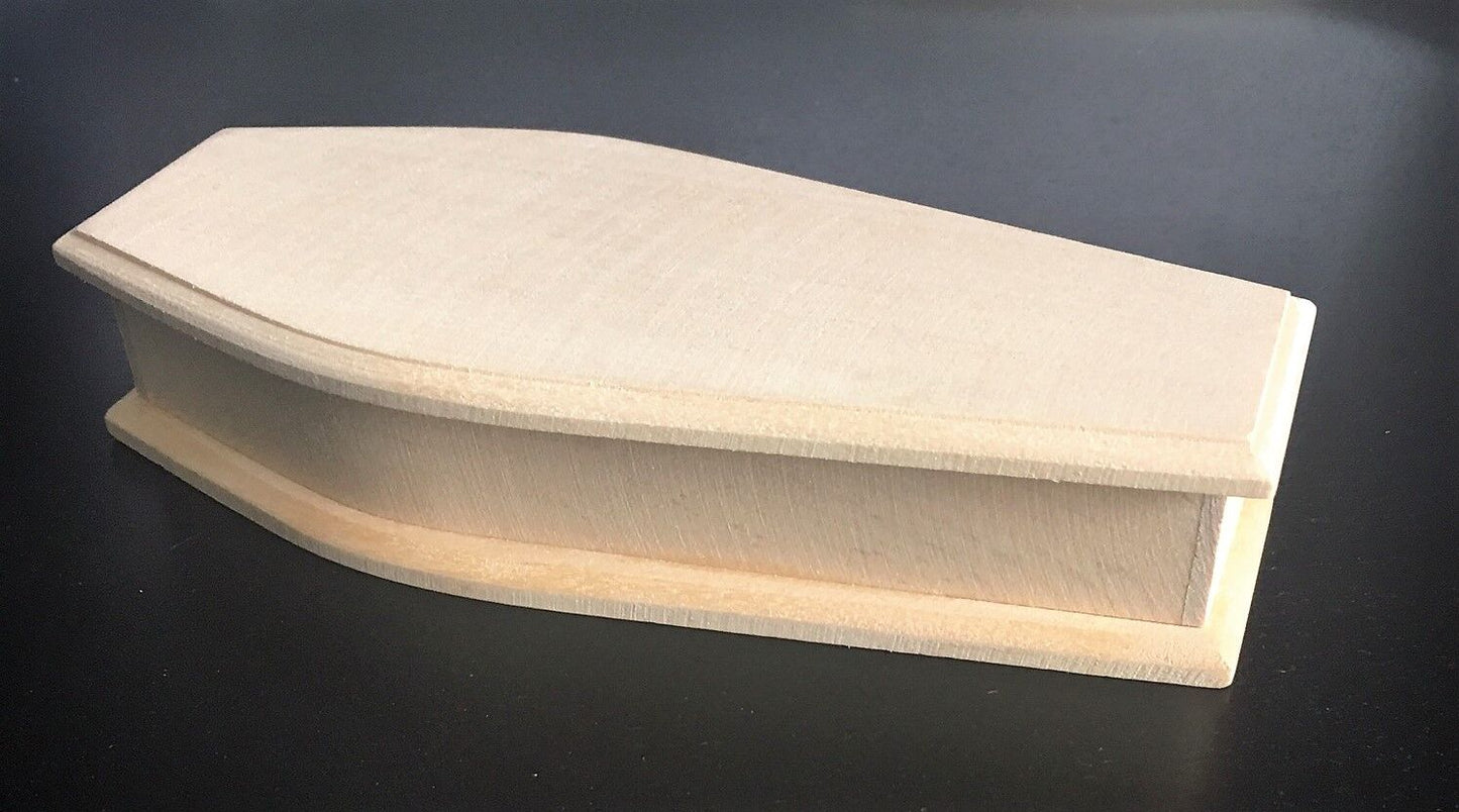 Lined Bare Wood Coffin, Miniature Coffin 1:12 Scale, Dolls House Miniatures