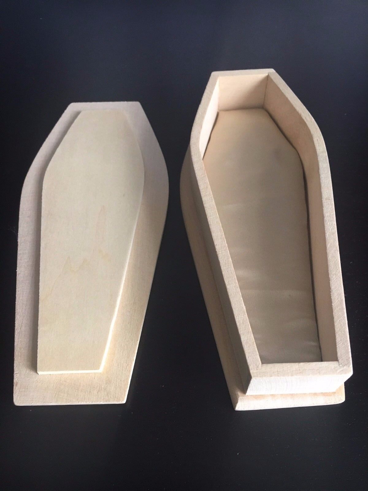 Lined Bare Wood Coffin, Miniature Coffin 1:12 Scale, Dolls House Miniatures