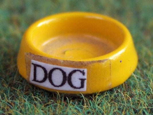 Dog Bowl in Yellow, Dolls House Miniature Pets & Animals