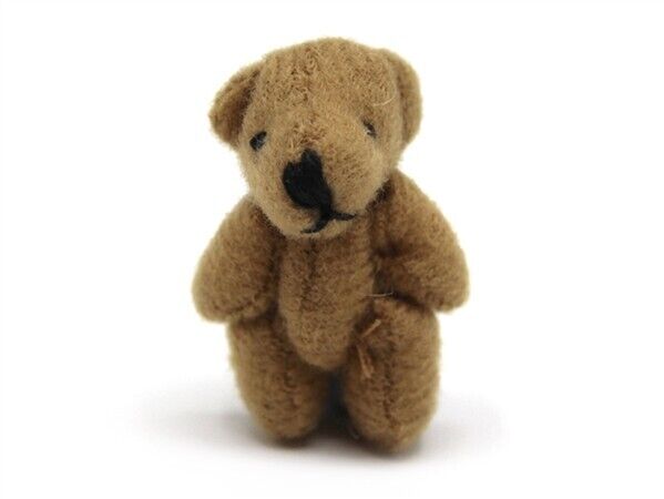 Small Brown Soft Teddy Bear, Dolls House Miniature, Nursery 1.12 Scale 30mm Tall