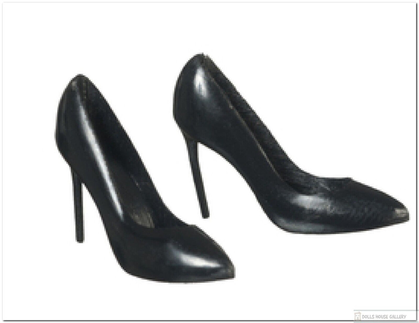 Ladies Black High Heel Shoes 1 Pair, Dolls House Miniature, Accessories