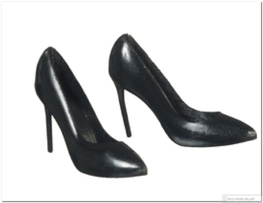 Ladies Black High Heel Shoes 1 Pair, Dolls House Miniature, Accessories