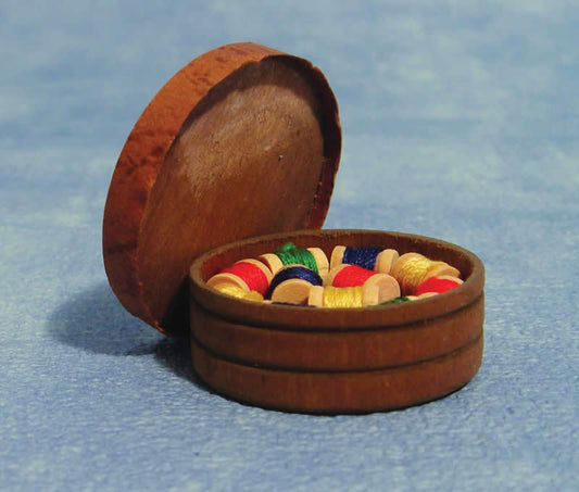 Box of Reels, Sewing Room. Dolls House Miniature, 1.12th Scale
