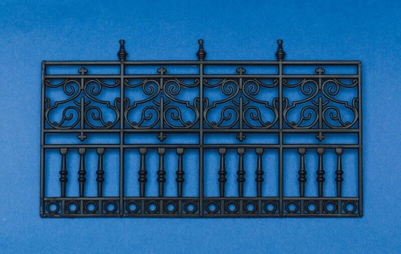 4 Panel Ornate Plastic Railing / Fence (Style 1), Dolls House Miniature, UK