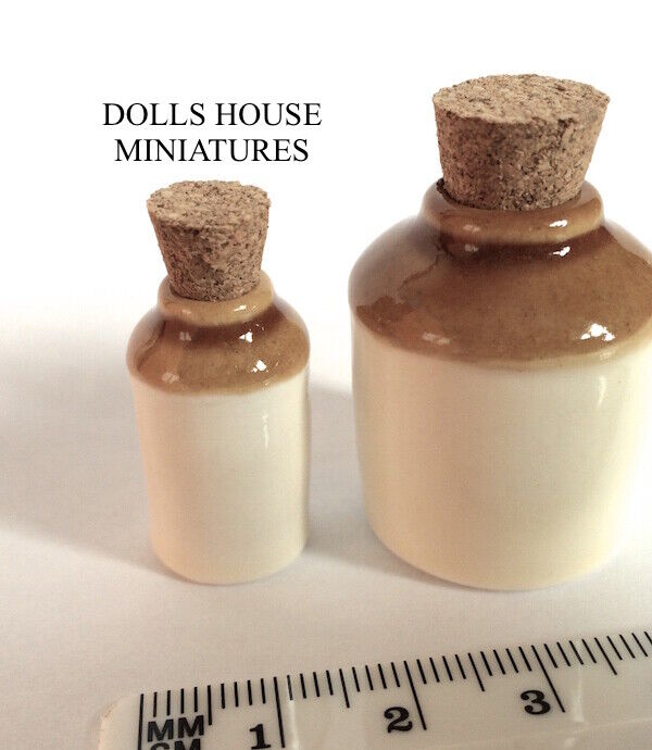 Pair Of Stoneware Jars, Dolls House Miniatures 1.12 Scale, Cookware, Kitchen