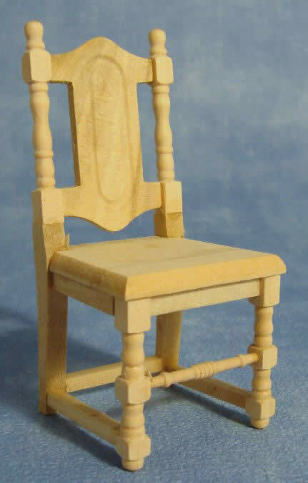 Bare Wood Dining Chair, Dolls House Miniature, 1.12 Scale Furniture