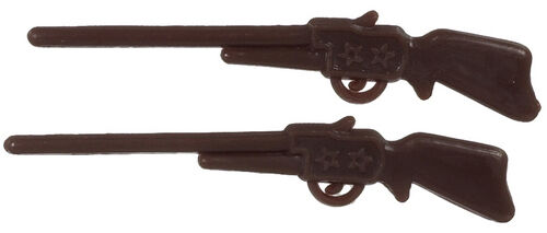 Small Pair Toy Brown Rifles Made From Metal, Miniature . Dolls House  1;12 scale