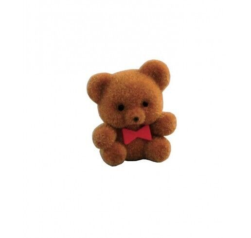 Flocked Brown Teddy Bear, Dolls House Miniature, Nursery 1.12 Scale