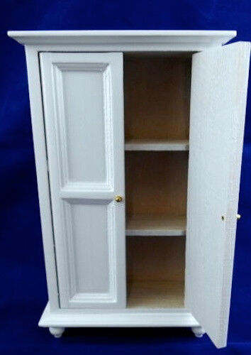White Wardrobe Bedroom Furniture for dolls house, Miniature with shelves