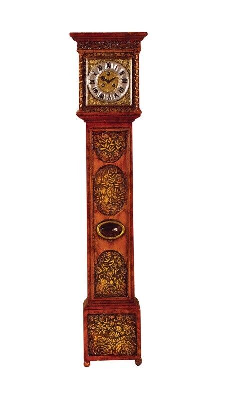 Ornately Carved Grandfather Clock, Dolls House Miniature Furniture, 1.12 Scale
