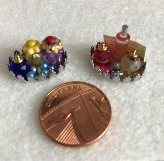 Small Handmade Tray of Perfumes, Dolls House Miniature,1,12 Scale