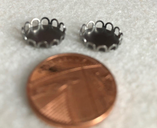 2 Tiny Round Silver Trays, Dolls House Miniature.