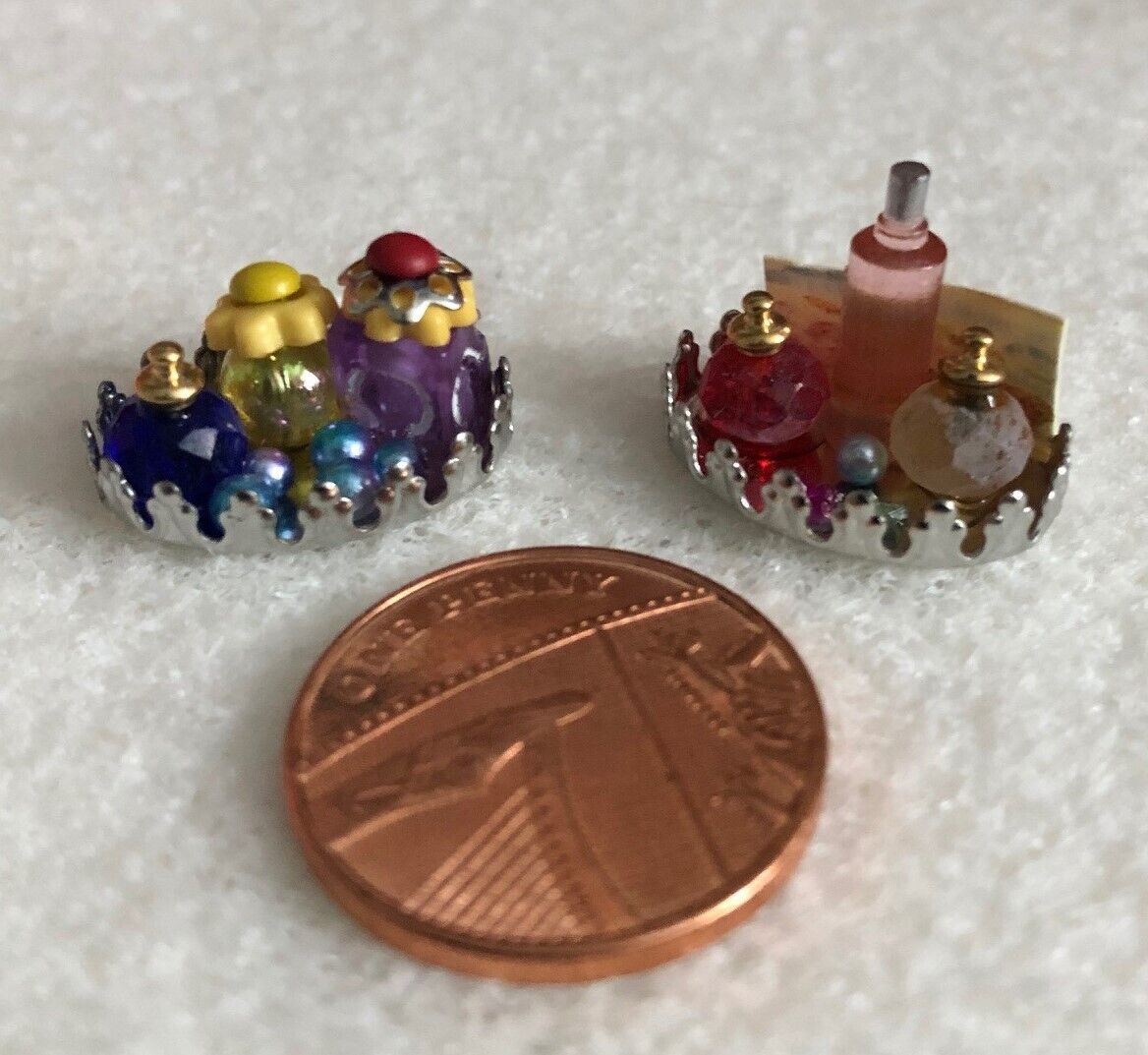 Small Handmade Tray of Perfumes, Dolls House Miniature,1,12 Scale