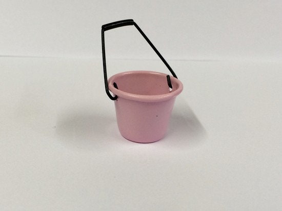 4 Coloured Metal Buckets 4 Colours, Doll House Miniature, Beach Sea