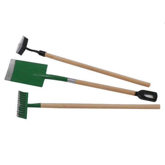 1:12 Scale Dolls House Miniature Garden Accessory Tools Set Spade Rake Shed