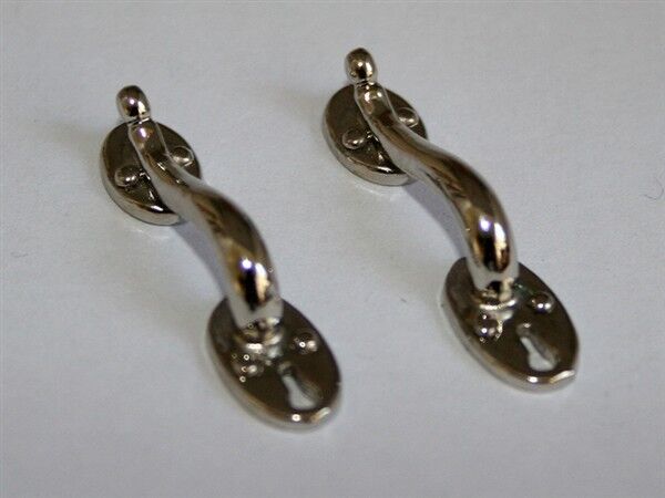 Pair Of Chrome Handles, Dolls House Miniatures, Miniature DIY