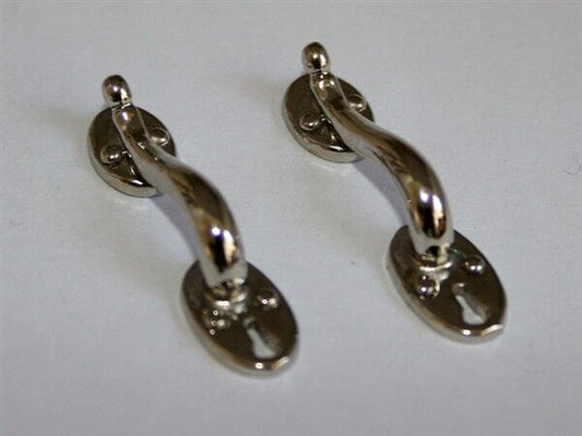 Pair Of Chrome Handles, Dolls House Miniatures, Miniature DIY