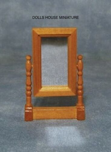 Bathroom / Bedroom Swivel Mirror in Light Wood, Dolls House Miniature 1:12 Scale