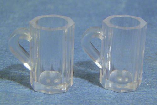 Two Beer Mugs, Dolls House Miniature  1:12th Scale, Pub Bar Scene