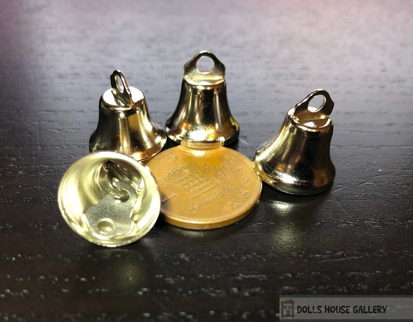 Four 14mm Silver Liberty Bells, Dolls House Miniature, Crafts