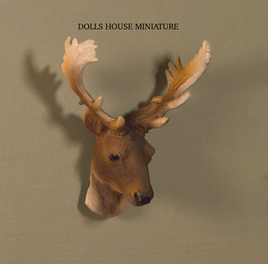 Trophy Stag's Head, Dolls House Miniature. Deer Head Hunting, Hunters 1.12 Scale
