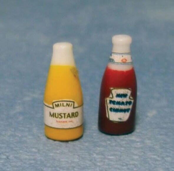 Ketchup & Mustard, Food & Drink Doll House Miniature Accessories, 1:12 Scale