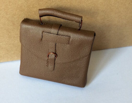 Brown Briefcase, Dolls House Miniatures, Doll Accessory Miniature Bag