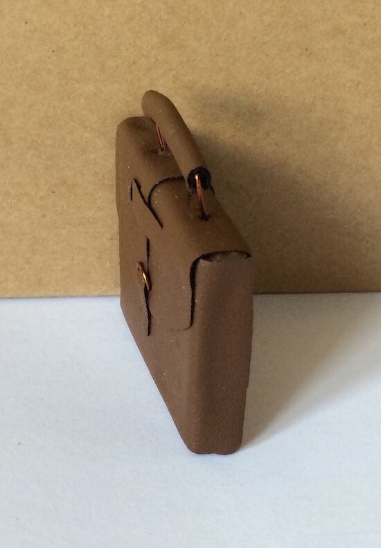 Brown Briefcase, Dolls House Miniatures, Doll Accessory Miniature Bag