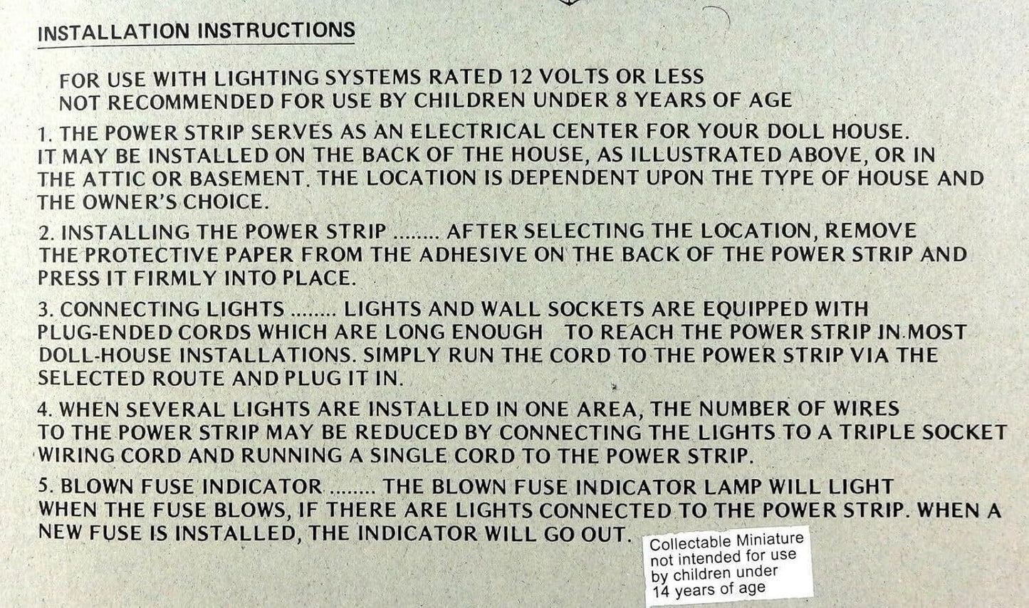 Dolls House Lighting Socket Power Strip Lighting Kit 15 Piece Wiring Set 12v