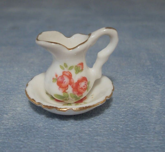 Jug & Bowl Blue Design, Dolls House Miniatures, Porcelain 1.12 Scale