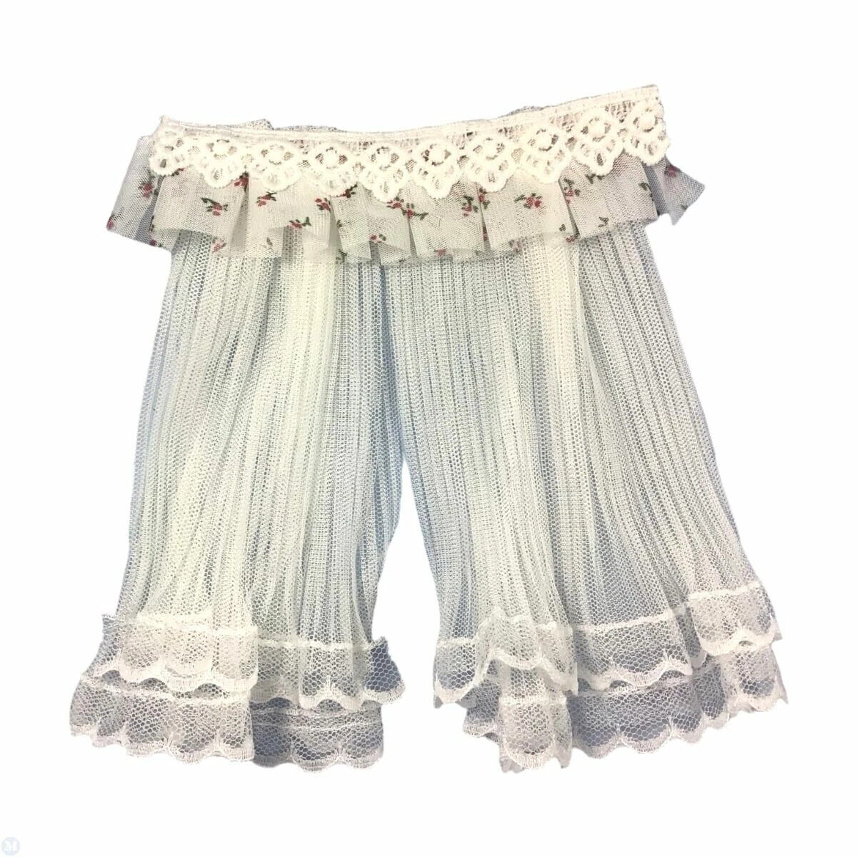 Lace Curtain with Red Floral Trim Dolls House Miniatures home decor furnishing