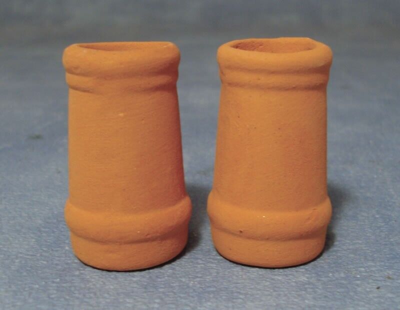 Two Medium Round Chimney Pots, Miniatures DIY Fixture & Fittings Roof
