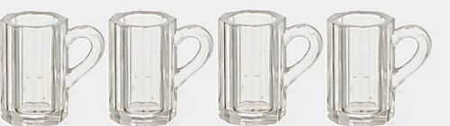 Four Beer Mugs  Dolls House Miniatures, kitchen pub food drink lager Small