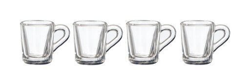4 Small Clear Mugs, Dolls House Miniature 1:12 Scale