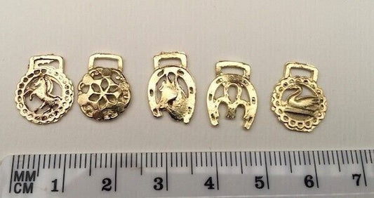 Five Horse Brasses, Dolls House Miniature, Fireplace Accessory, Ornaments