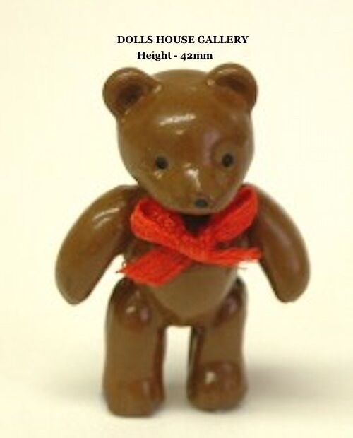 Brown Teddy Bear, Miniature, Dolls House Nursery Accessory, Miniatures 42mm Tall